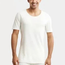 Jockey 2400 Off White Super Combed Cotton Rich Half Sleeves Thermal Vest with Stay Warm Technology-picture-27