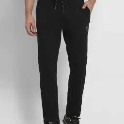 Van Heusen Athleisure Regular Fit Smart Tech Easy Stain Release Solid Trackpants - Black-picture-1