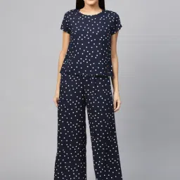 YASH GALLERY Navy Polka Dots Top Pyjama Set-13