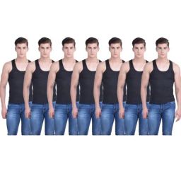 Dollar Bigboss Black Cotton Regular Fit Vests (Pack of 7)-image-33