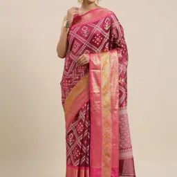 Banarasi Silk Works Magenta Silk Woven Saree With Unstitched Blouse-image-16