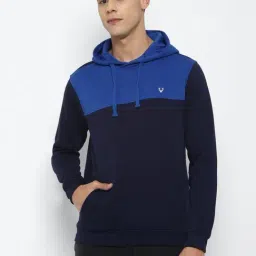 Allen Solly Blue Cotton Regular Fit Colour Block Hooded SweatShirt-image-96