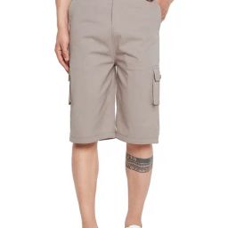 Hypernation Light Grey Regular Fit Cargo Shorts-10