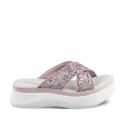 Tresmode Women's Pink Cross Strap Wedges-image-9