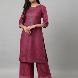 W Purple Potion Geometric Print Straight Kurta-image-52