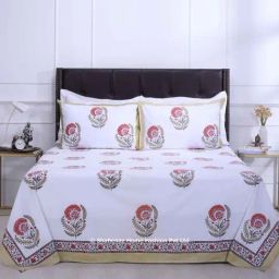 Shahenaz Red & Green 220 TC Cotton Naadiya Single Bedsheet with 1 Pillow Cover-16