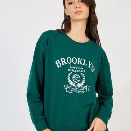 Styli Green Cotton Printed Sweatshirt-image-70