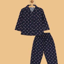 Piccolo Kids Blue Printed Regular Fit Shirt, Pajamas & Slippers-image-44
