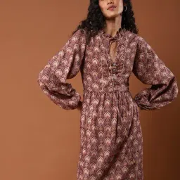 aarke Ritu Kumar Maroon Printed A Line Dress-image-34