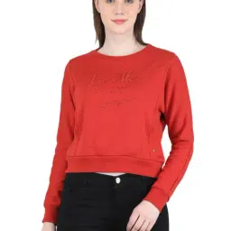 Monte Carlo Red Graphic Print Crop Sweatshirt-14