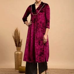 Pink Fort Maroon Regular Fit Kurta-image-62
