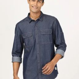 Lee Navy Cotton Regular Fit Shirt-picture-14