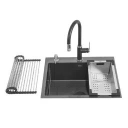 Jayna Combo Series Single Bowl Kitchen Sink Black with Faucet & Accessories 24x20 Inch, COMBO -10A-picture-16