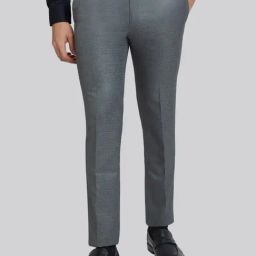 Raymond Grey Slim Fit Self Pattern Trousers-picture-27