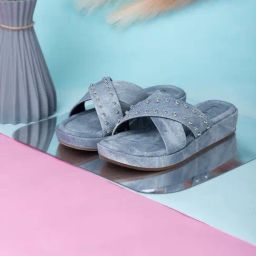 Louis Stitch Women's Blue Cross Strap Sandals-image-94