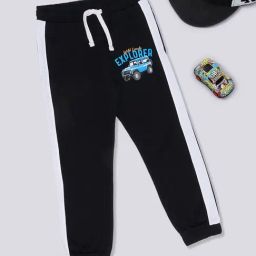 Pantaloons Junior Boys Jet Black Printed Joggers-picture-49