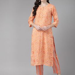 Cayman Floral Printed Regular Gotta Patti Pure Cotton Kurta with Palazzos-picture-24