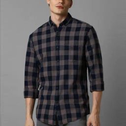 Louis Philippe Jeans Multicolored Cotton Slim Fit Checks Shirt-image-70