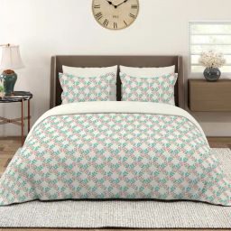 Layers Beige Cotton Floral King Bedsheet With 2 Pillow Covers-image-2