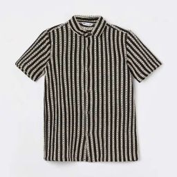 Fame Forever by Lifestyle Black Striped Regular Fit Shirt-image-27