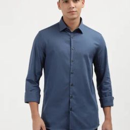 Calvin Klein Blue Cotton Slim Fit Shirt-image-103