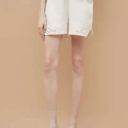 Fame Forever By Lifestyle Off White Cotton Regular Fit Embroidered Shorts-picture-28