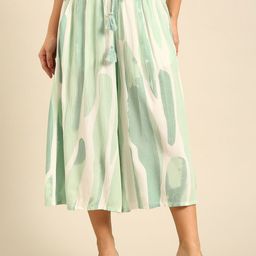 De Moza Women Printed Pleated Culottes Trousers-picture-25