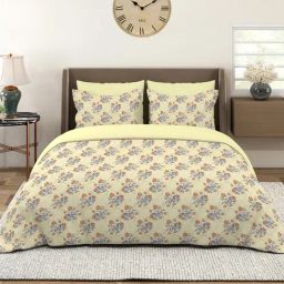 Layers Yellow Cotton Floral King Bedsheet With 2 Pillow Covers-image-32