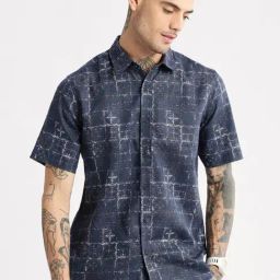 showoffff Showoff Navy Blue Cotton Slim Fit Printed Shirt-picture-29