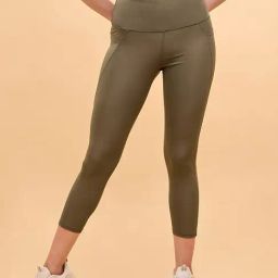 Enamor Olive Green Mid Rise Sports Tights-picture-43