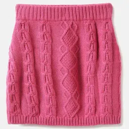 United Colors of Benetton Girls Pink Self Design Skirt-picture-3