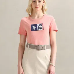 U.S. Polo Assn. Peach Cotton Graphic Print T-Shirt-picture-41