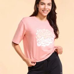 Enamor Pink Cotton Printed T-Shirt-image-71