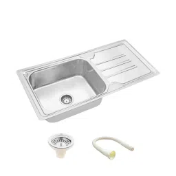 LIPKA 42x20x9 inch Glossy Finish Stainless Steel Single Bowl Kitchen Sink with Drain Board, SBSD05-picture-19