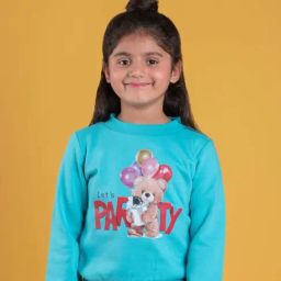 Tiny Girl Kids Aqua Blue Printed Full Sleeves Sweatshirt-image-29
