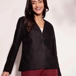 Fabindia Black Embroidered Jacket-image-32