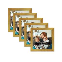 Art Street Synthetic Wood Gold Photo Frame (5 x 5 Inch) - Set of 5-6