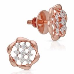 Malabar Gold and Diamonds 18k IGI Certified Diamond Rose Gold Stud Earrings for Women-picture-14