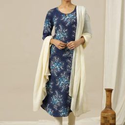 Aurelia Blue Printed A Line Kurta-image-62