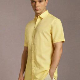 Louis Philippe Yellow Cotton Slim Fit Shirt-image-16