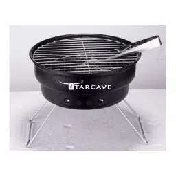 Starcave Black Metal Round/Katora Charcoal Barbecue Grill with 4 Skewers, 37 x 40 cm-image-2