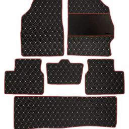 Elegant Luxury Leatherette Black & Red Carpet Car Mat Compatible With Tata Safari 2021 7 Seater Manual-image-70