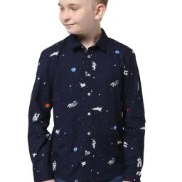 Jack & Jones Junior Blue Cotton Printed Full Sleeves Shirt-picture-38