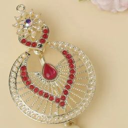 OOMPH Maroon Stones Hair Bun Pin Juda Pin Ethnic Chandbali Style-image-15