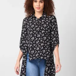 ITI Black Regular Fit Print Casual Shirt-image-0