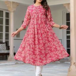 Janasya Pink Printed Kurtas-image-20