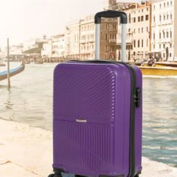 Teakwood Leathers Purple Striped Small Hard Sided Cabin Trolley-image-37
