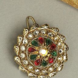 OOMPH Red Maroon & Green Stones Ethnic Hair Bun Pin Juda Pin - Set of 6-image-63