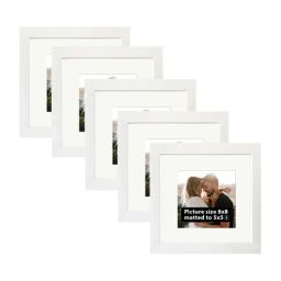 Art Street Synthetic Wood White Photo Frame (8 x 8 Inch) - Set of 5-3