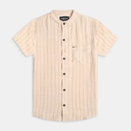 Charchit Boys Peach Comfort Fit Striped Shirt-image-7